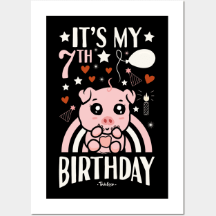 It's My 7th Birthday Pig Posters and Art